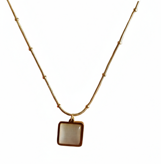 Square Mother of Pearl Pendant Necklace - Gift Era Shore