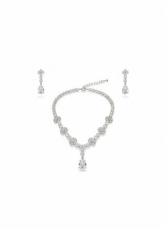Floral Diamond-Look AD Stone Necklace Set - Gift Era Shore