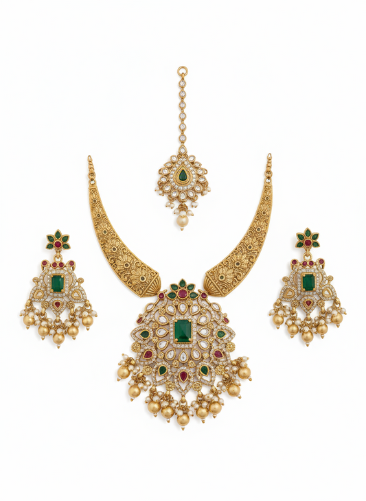 Traditional Gold-Plated Temple Jewelry Set - Gift Era Shore