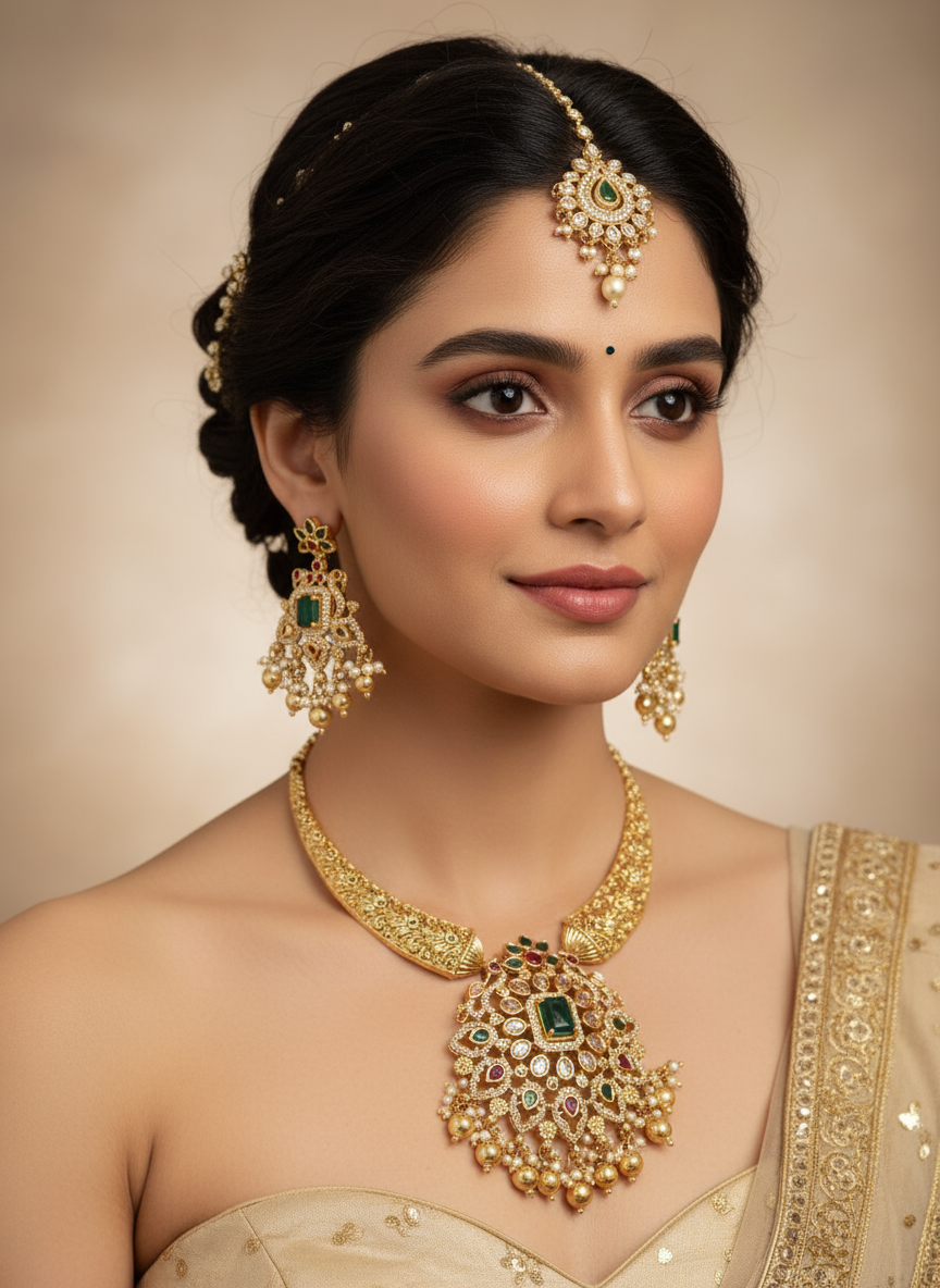 Traditional Gold-Plated Temple Jewelry Set - Gift Era Shore