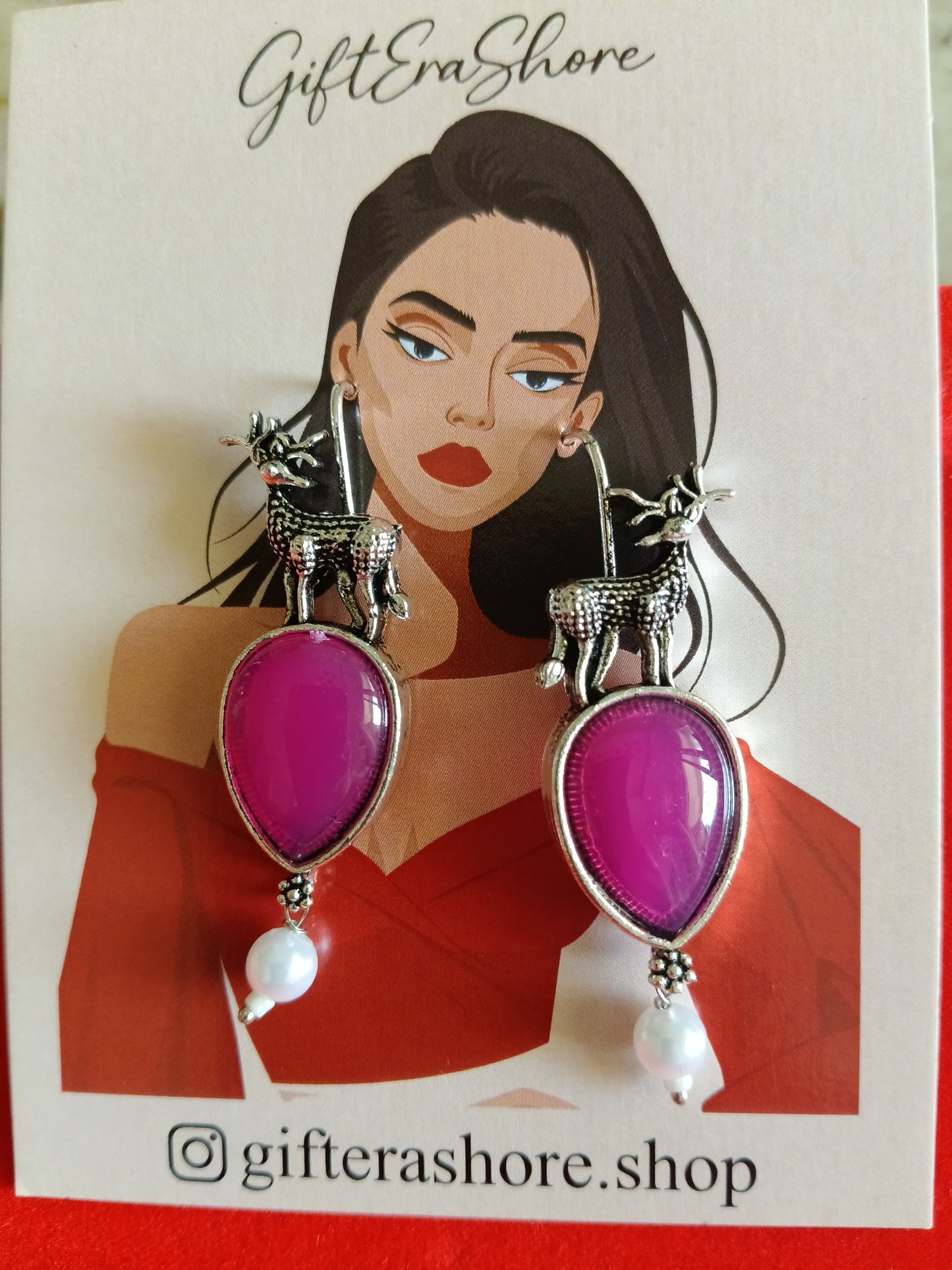 Whimsical Lilac Deer & Teardrop Earrings - Unique Animal Jewelry