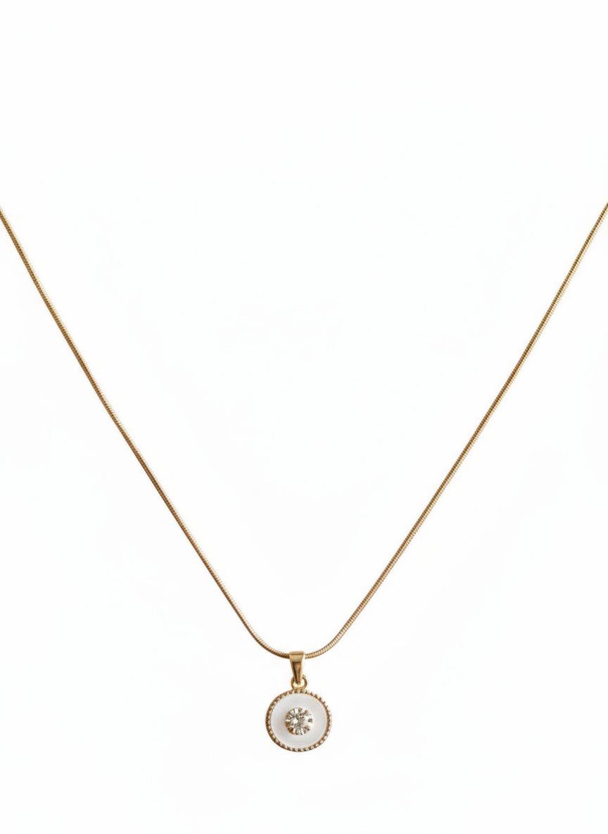 Dainty White Enamel Floral Pendant Necklace - Gift Era Shore