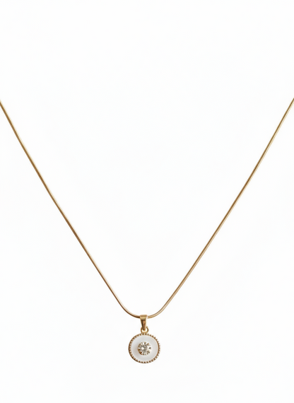 Dainty White Enamel Floral Pendant Necklace - Gift Era Shore