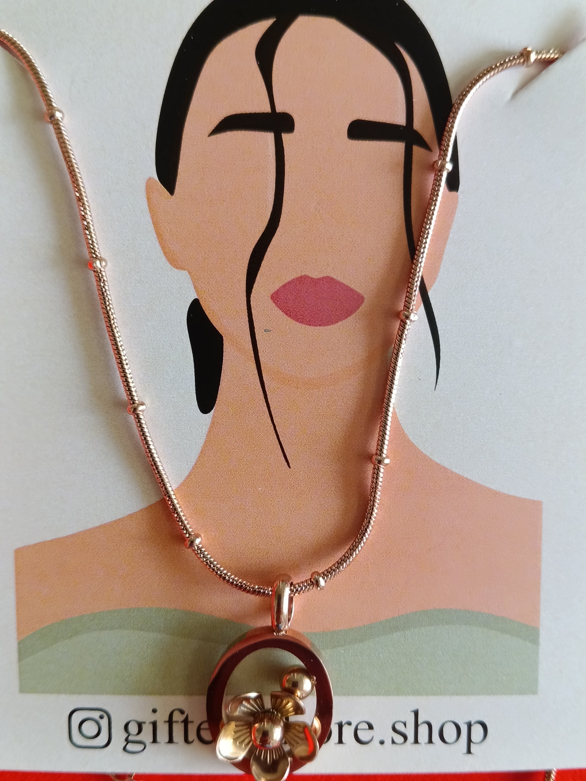 Rose Gold Flower Ring Pendant Necklace - Gift Era Shore